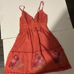 Orange Long Cami Top With Intricate Flower Details